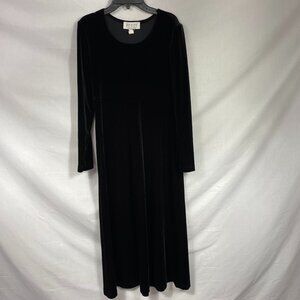 Petite Sophisticate Women's Black Velvet Long-sleeve Maxi Dress Size 4 P